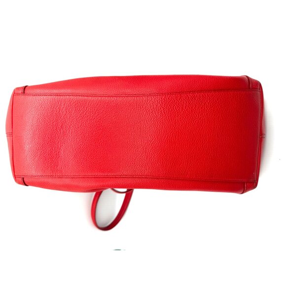 Coach Red Pebbled Leather Large Shoulder Hobo Bag 33547 Turnlock Zip Gold - Picture 5 of 16